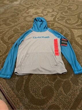 Dakine Light Gray and Blue Kids' Hooded Long-Sleeve Shirt